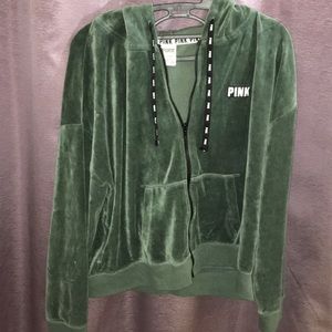Green Velvet Zip Up